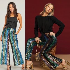 SMYM Leigh rainbow striped sequined cocktail pants